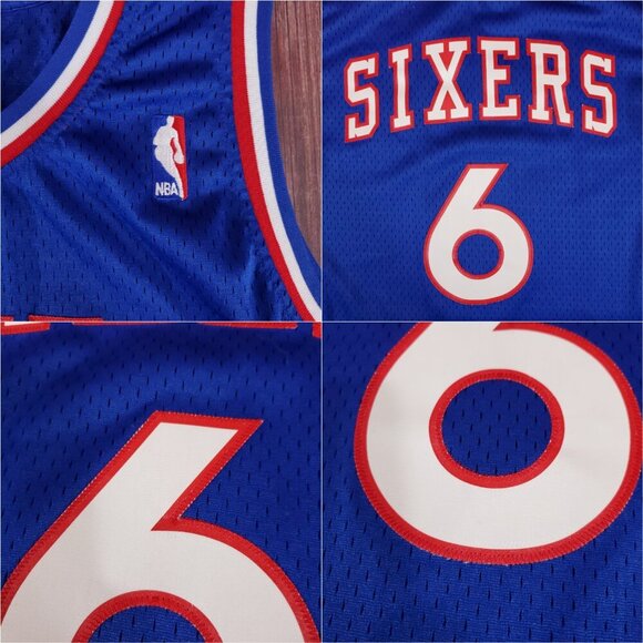 *FLAWS* Adidas Mens XL Julius Erving #6 76ers NBA Hardwood Classics Jersey - Picture 8 of 16